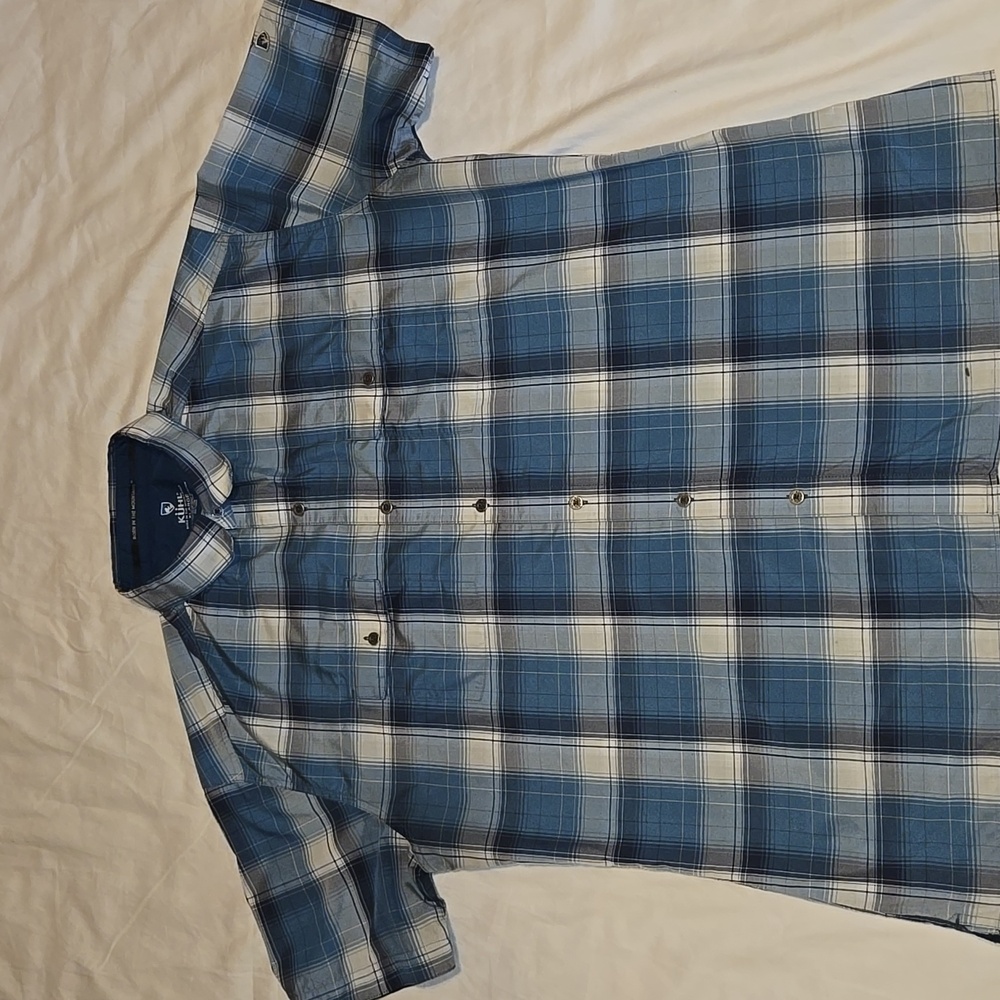KUHL Blue, White And gray Plaid Button Down Casual Shirt